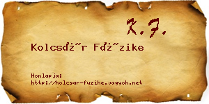 Kolcsár Füzike névjegykártya